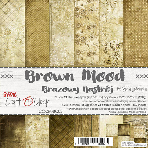 Scrapbooking Craft Papier Set 15x15 - Craft o'clock - Brown Mood