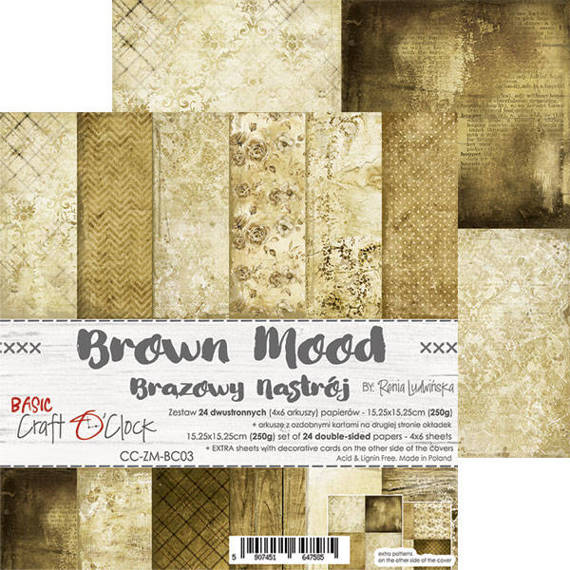 Scrapbooking Craft Papier Set 15x15 - Craft o'clock - Brown Mood