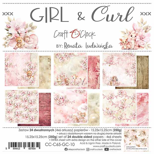 Scrapbooking Craft Papier Set 15x15 - Craft o'clock - Girl & Curl