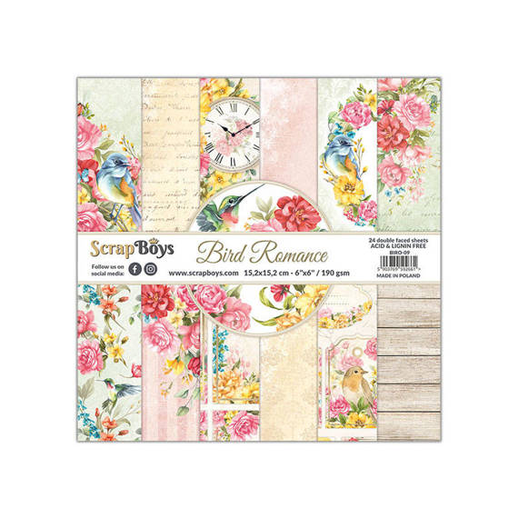 Scrapbooking Craft Papier Set 15x15 - SCRAPBOYS - Bird Romance