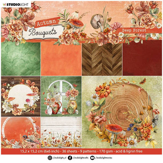 Scrapbooking Craft Papier Set 15x15 - Studio Light - Deep tones Autumn Bouquet