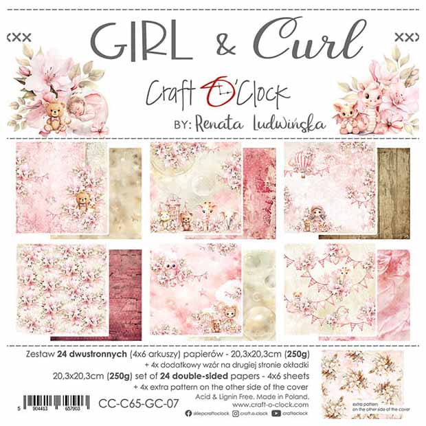 Scrapbooking Craft Papier Set 20,3x20,3 - Craft o'clock - Girl &amp; Curl 