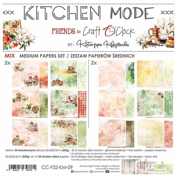 Scrapbooking Craft Papier Set 20,3x20,3 - Craft o'clock - Kitchen Mode - MIX