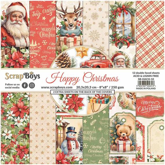 Scrapbooking Craft Papier Set 20x20 - SCRAPBOYS - Happy Christmas