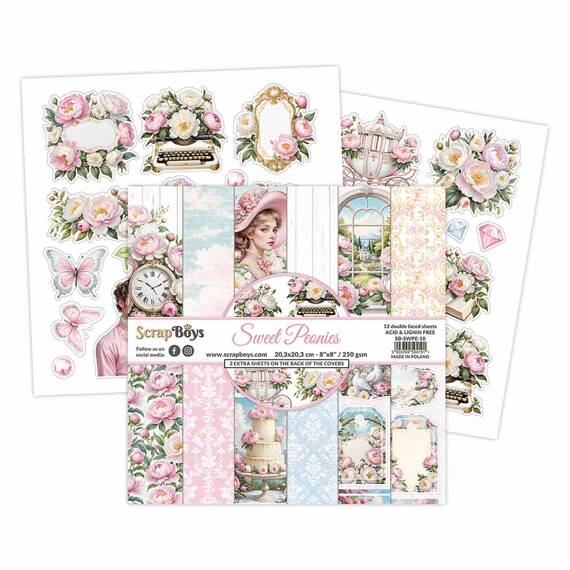 Scrapbooking Craft Papier Set 20x20 - SCRAPBOYS - Sweet Peonies