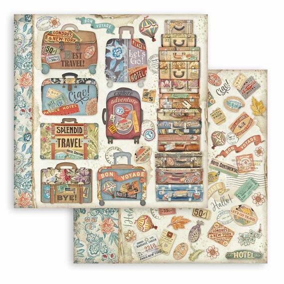 Scrapbooking Craft Papier Set 20x20 - Stamperia - Art of Travelling