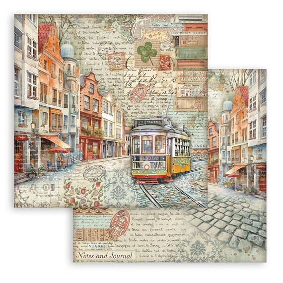 Scrapbooking Craft Papier Set 20x20 - Stamperia - Art of Travelling