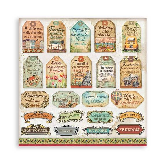 Scrapbooking Craft Papier Set 20x20 - Stamperia - Art of Travelling