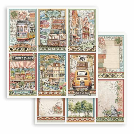 Scrapbooking Craft Papier Set 20x20 - Stamperia - Art of Travelling