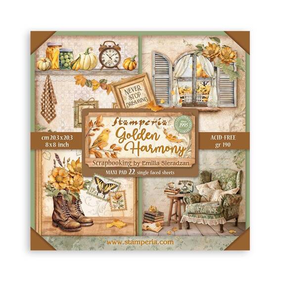 Scrapbooking Craft Papier Set 20x20 - Stamperia - Golden harmony