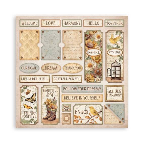 Scrapbooking Craft Papier Set 20x20 - Stamperia - Golden harmony