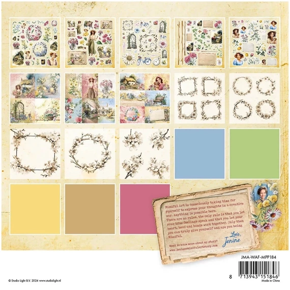 Scrapbooking Craft Papier Set 20x20 - StudioLight - Vellum, Unicolor & Elements