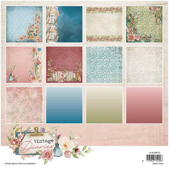 Scrapbooking Craft Papier Set 20x20 - StudioLight - Vintage Diaries