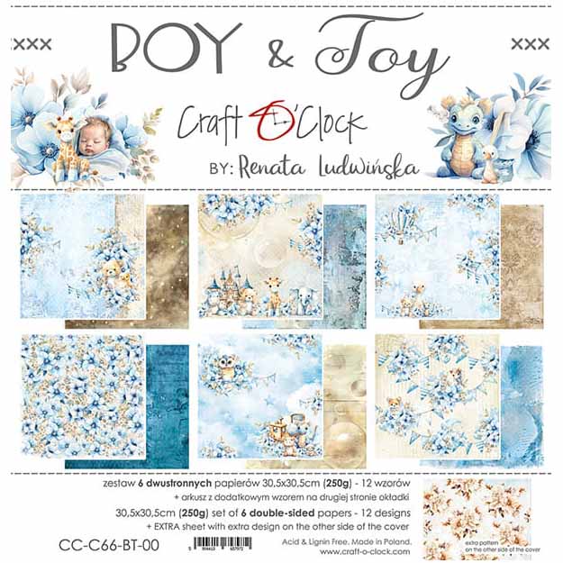 Scrapbooking Craft Papier Set 30,5x30,5 - Craft o'clock - BOY & TOY