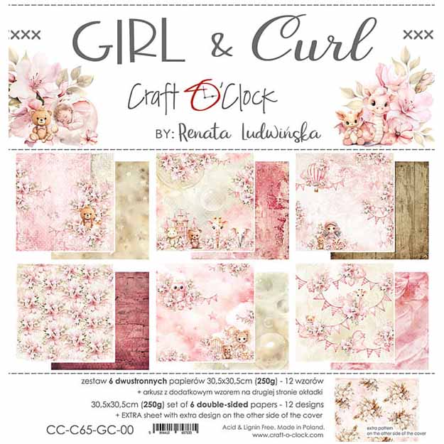 Scrapbooking Craft Papier Set 30,5x30,5 - Craft o'clock - GIRL & CURL