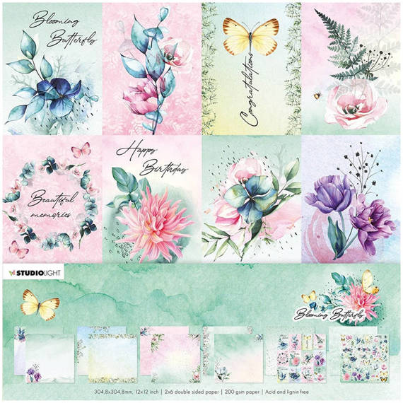 Scrapbooking Craft Papier Set 30.5x30.5 - Studio Light - Blooming Butterfly