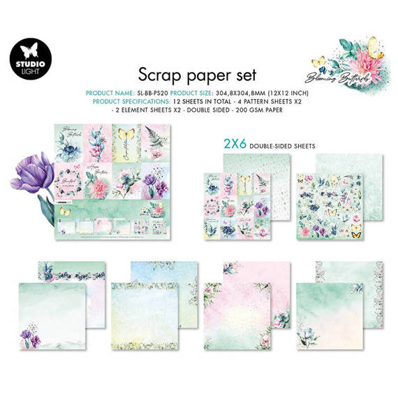 Scrapbooking Craft Papier Set 30.5x30.5 - Studio Light - Blooming Butterfly