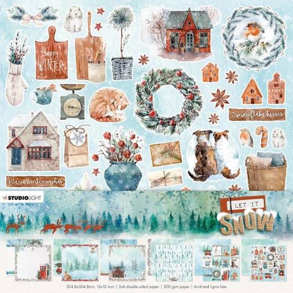 Scrapbooking Craft Papier Set 30.5x30.5 - Studio Light - Let It Snow