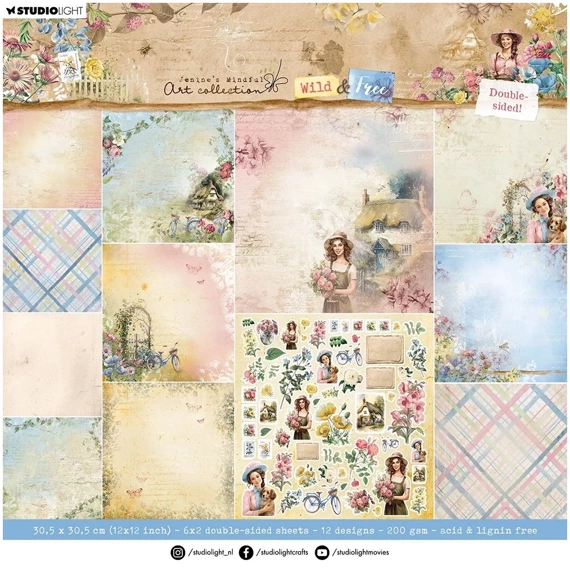 Scrapbooking Craft Papier Set 30.5x30.5 - Studio Light - Wild & Free