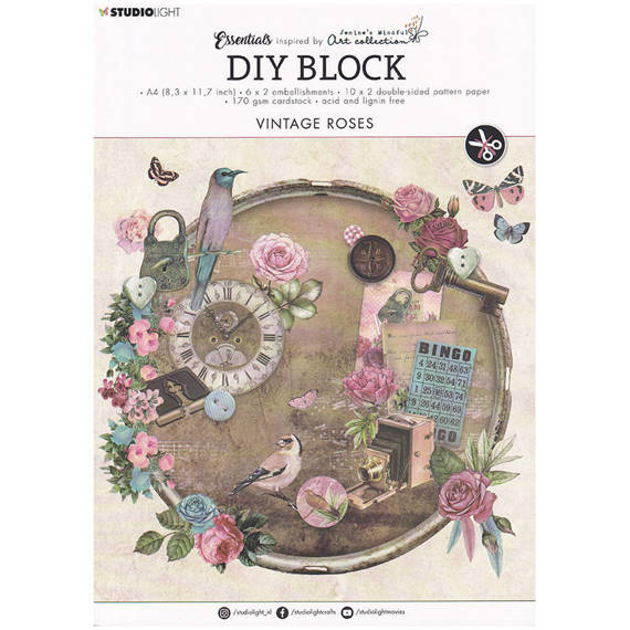 Scrapbooking Craft Papier Set and A4 elements - Vintage roses