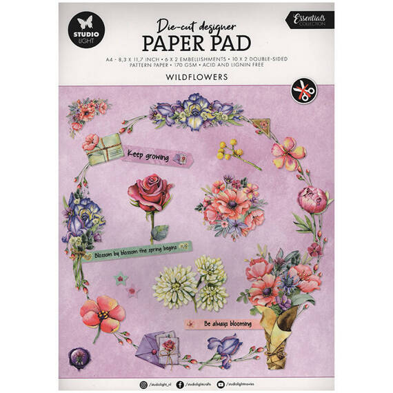 Scrapbooking Craft Papier Set and A4 elements - Wildflowers