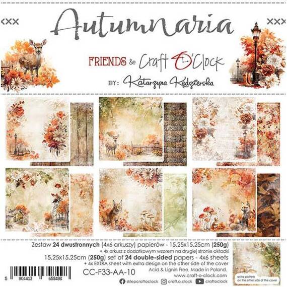 Scrapbooking Craft Papier Set for scrapbooking 15x15 - Craft o'clock - Autumnaria