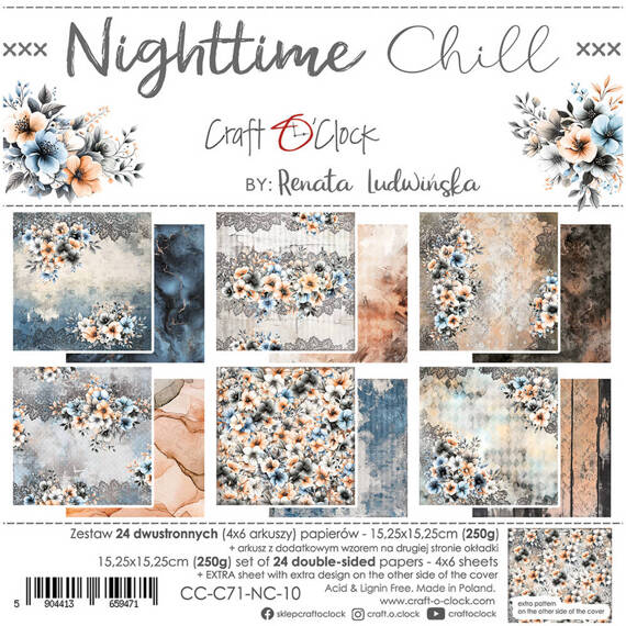 Scrapbooking Craft Papier Set for scrapbooking 15x15 - Craft o'clock - Nighttime Chill