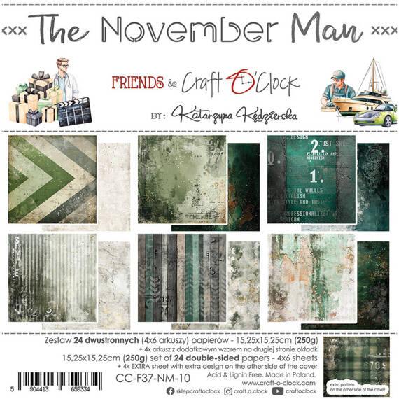 Scrapbooking Craft Papier Set for scrapbooking 15x15 - Craft o'clock - November Man