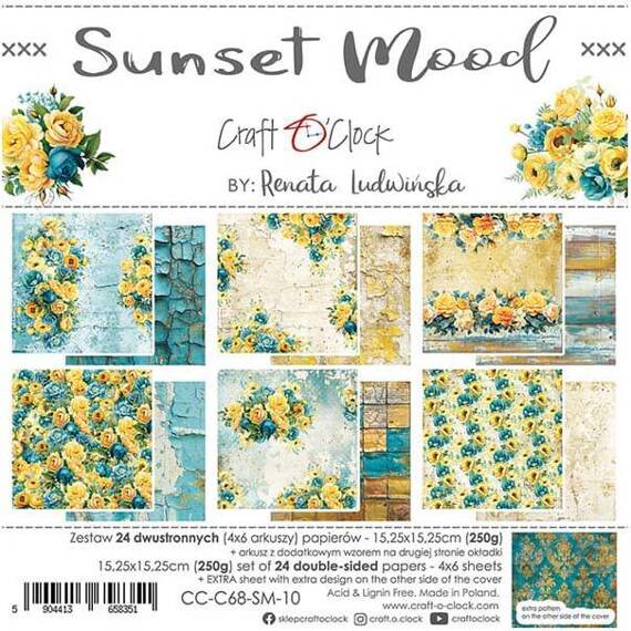 Scrapbooking Craft Papier Set for scrapbooking 15x15 - Craft o'clock - Sunset Mood