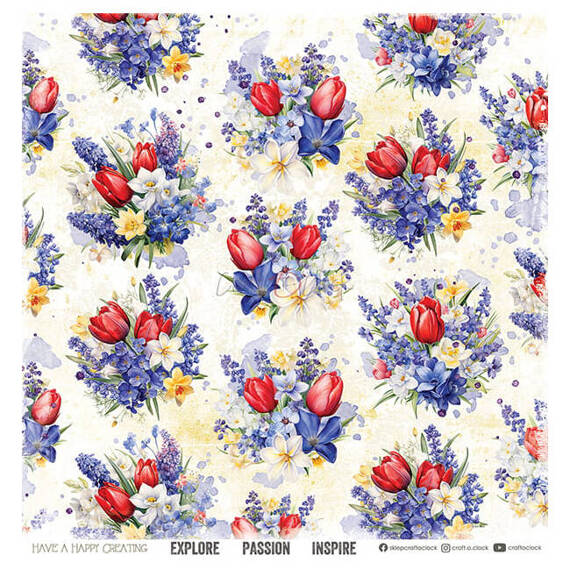 Scrapbooking Craft Papier Set for scrapbooking 15x15 - Craft o'clock - Tulip Love