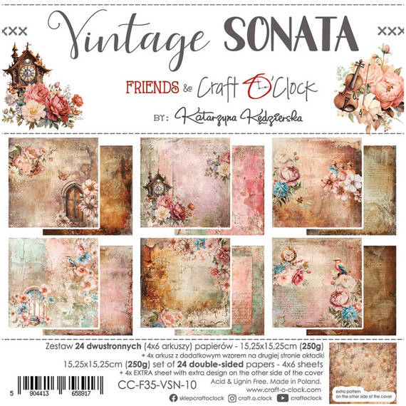 Scrapbooking Craft Papier Set for scrapbooking 15x15 - Craft o'clock - Vintage Sonata