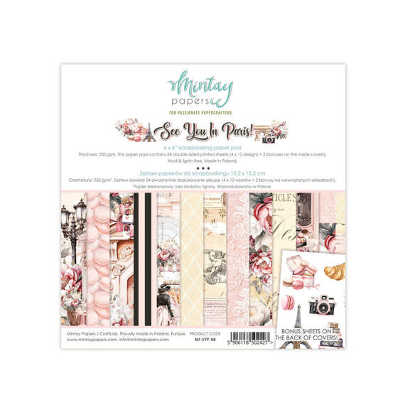 Scrapbooking Craft Papier Set for scrapbooking 15x15 - Mintay - See You In Paris