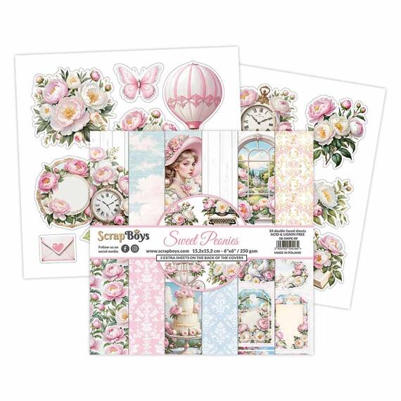 Scrapbooking Craft Papier Set for scrapbooking 15x15 - SCRAPBOYS - Sweet Peonies