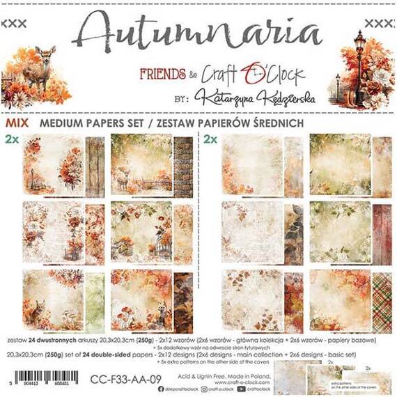 Scrapbooking Craft Papier Set for scrapbooking 20,3x20,3 - Craft o'clock - Autumnaria mix