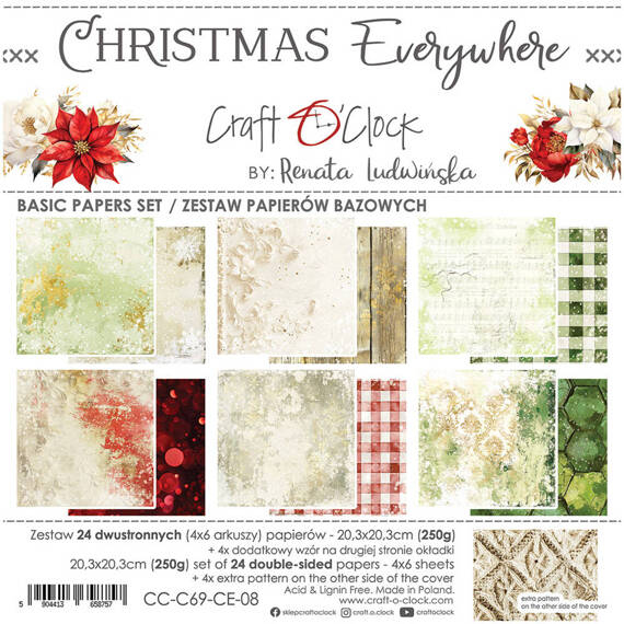 Scrapbooking Craft Papier Set for scrapbooking 20,3x20,3 - Craft o'clock - Christmas Everywhere - BASIC