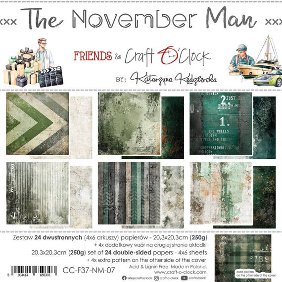 Scrapbooking Craft Papier Set for scrapbooking 20,3x20,3 - Craft o'clock - November Man