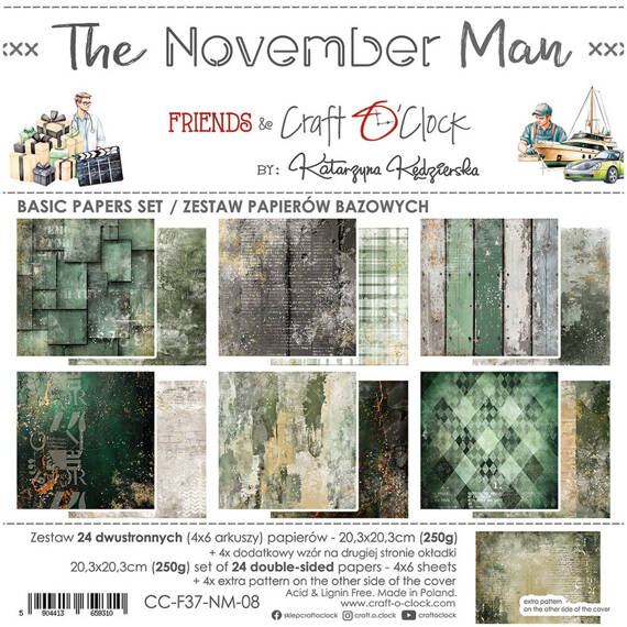 Scrapbooking Craft Papier Set for scrapbooking 20,3x20,3 - Craft o'clock - November Man - BASIC