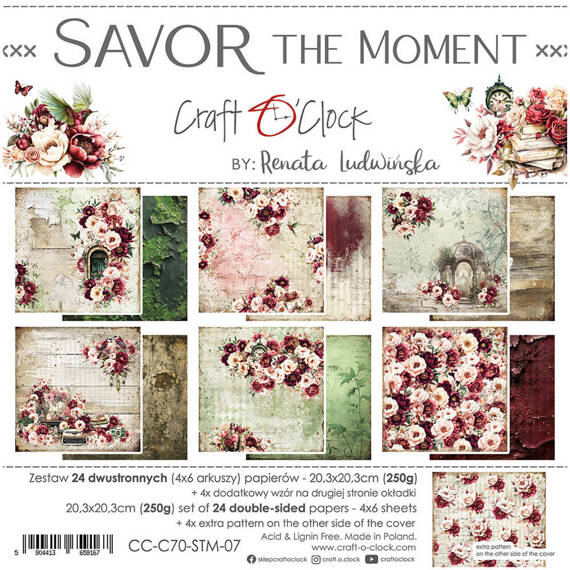 Scrapbooking Craft Papier Set for scrapbooking 20,3x20,3 - Craft o'clock - Savor the Moment