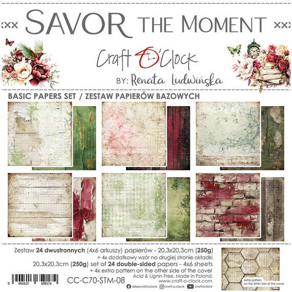 Scrapbooking Craft Papier Set for scrapbooking 20,3x20,3 - Craft o'clock - Savor the Moment - BASIC