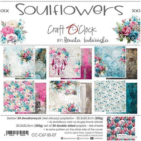 Scrapbooking Craft Papier Set for scrapbooking 20,3x20,3 - Craft o'clock - Soulflowers 