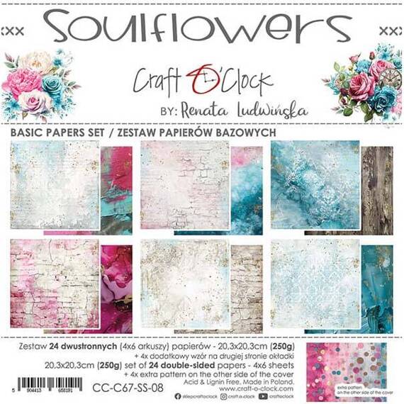 Scrapbooking Craft Papier Set for scrapbooking 20,3x20,3 - Craft o'clock - Soulflowers - BASIC