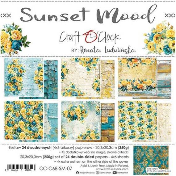 Scrapbooking Craft Papier Set for scrapbooking 20,3x20,3 - Craft o'clock - Sunset Mood