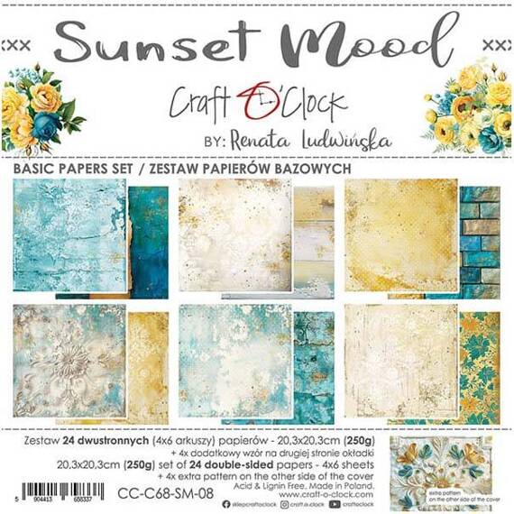 Scrapbooking Craft Papier Set for scrapbooking 20,3x20,3 - Craft o'clock - Sunset Mood - BASIC