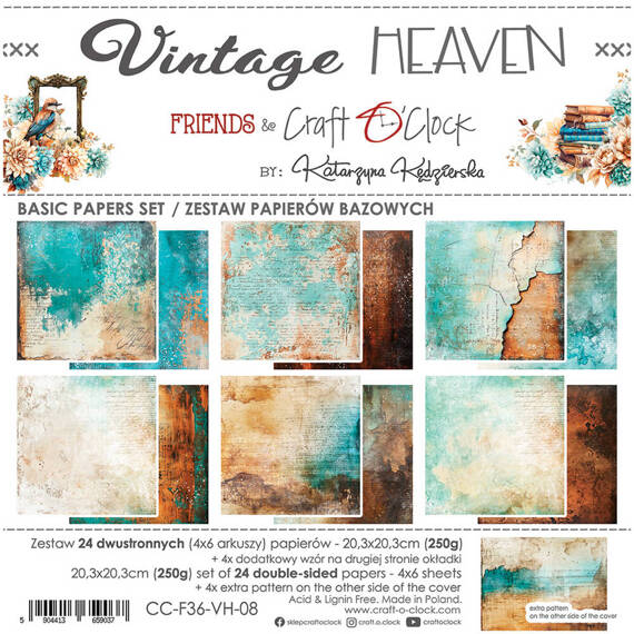 Scrapbooking Craft Papier Set for scrapbooking 20,3x20,3 - Craft o'clock - Vintage Heaven - BASIC