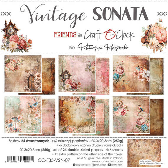 Scrapbooking Craft Papier Set for scrapbooking 20,3x20,3 - Craft o'clock - Vintage Sonata