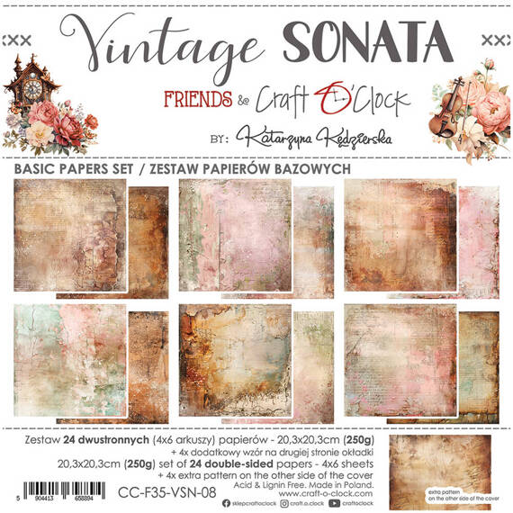 Scrapbooking Craft Papier Set for scrapbooking 20,3x20,3 - Craft o'clock - Vintage Sonata - BASIC