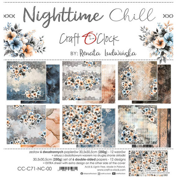 Scrapbooking Craft Papier Set for scrapbooking 30,5x30,5 - Craft o'clock - Nighttime Chill