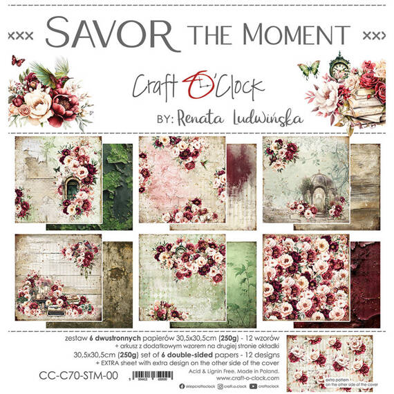 Scrapbooking Craft Papier Set for scrapbooking 30,5x30,5 - Craft o'clock - Savor the Moment