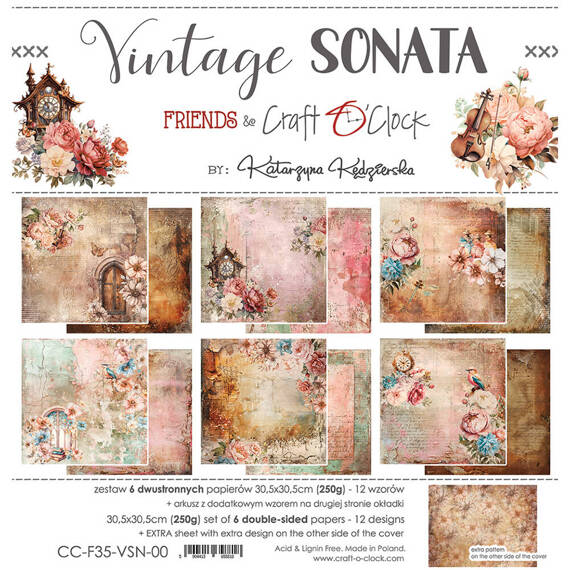 Scrapbooking Craft Papier Set for scrapbooking 30,5x30,5 - Craft o'clock - Vintage Sonata