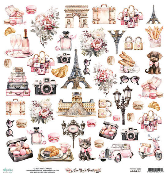 Scrapbooking Craft Papier Set for scrapbooking 30x30 - Mintay - See You In Paris